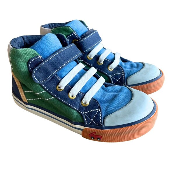 See Kai Run Dane High Top Toddler Sneakers, Blue & Green - Size 12 - Picture 1 of 10